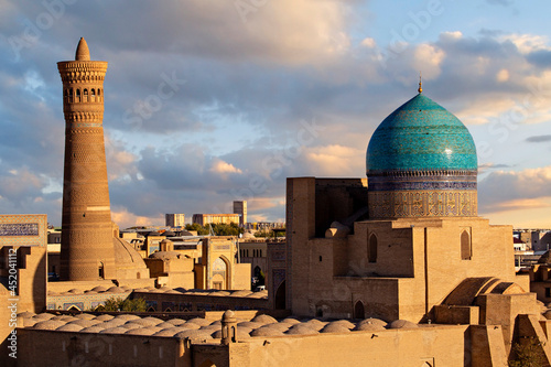 Poi Kalon Mosque and Minaret, in Bukhara, Uzbekistan.