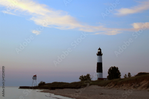 lighthouse at dusk