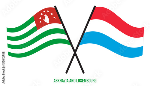 Abkhazia and Luxembourg Flags Crossed And Waving Flat Style. Official Proportion. Correct Colors.