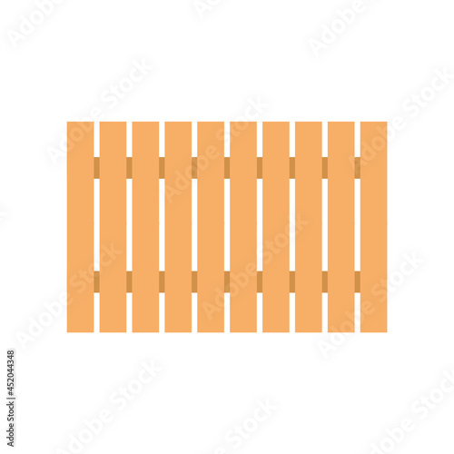 Brown, wooden, simple fence. Vector illustration, flat cartoon color minimal design, isolated on white background, eps 10.