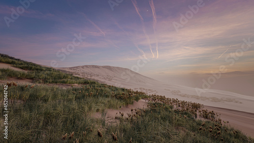 3D rendering illustration of Sand And Mountain Background 