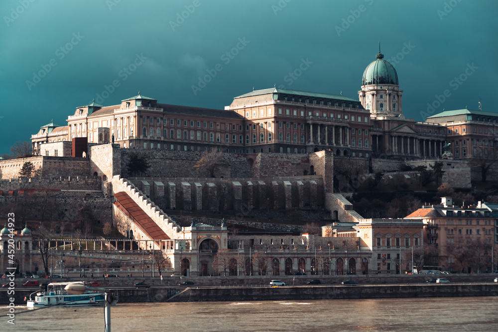 Buda Castle Royal Palace and Danube river. Budapest, Hungary