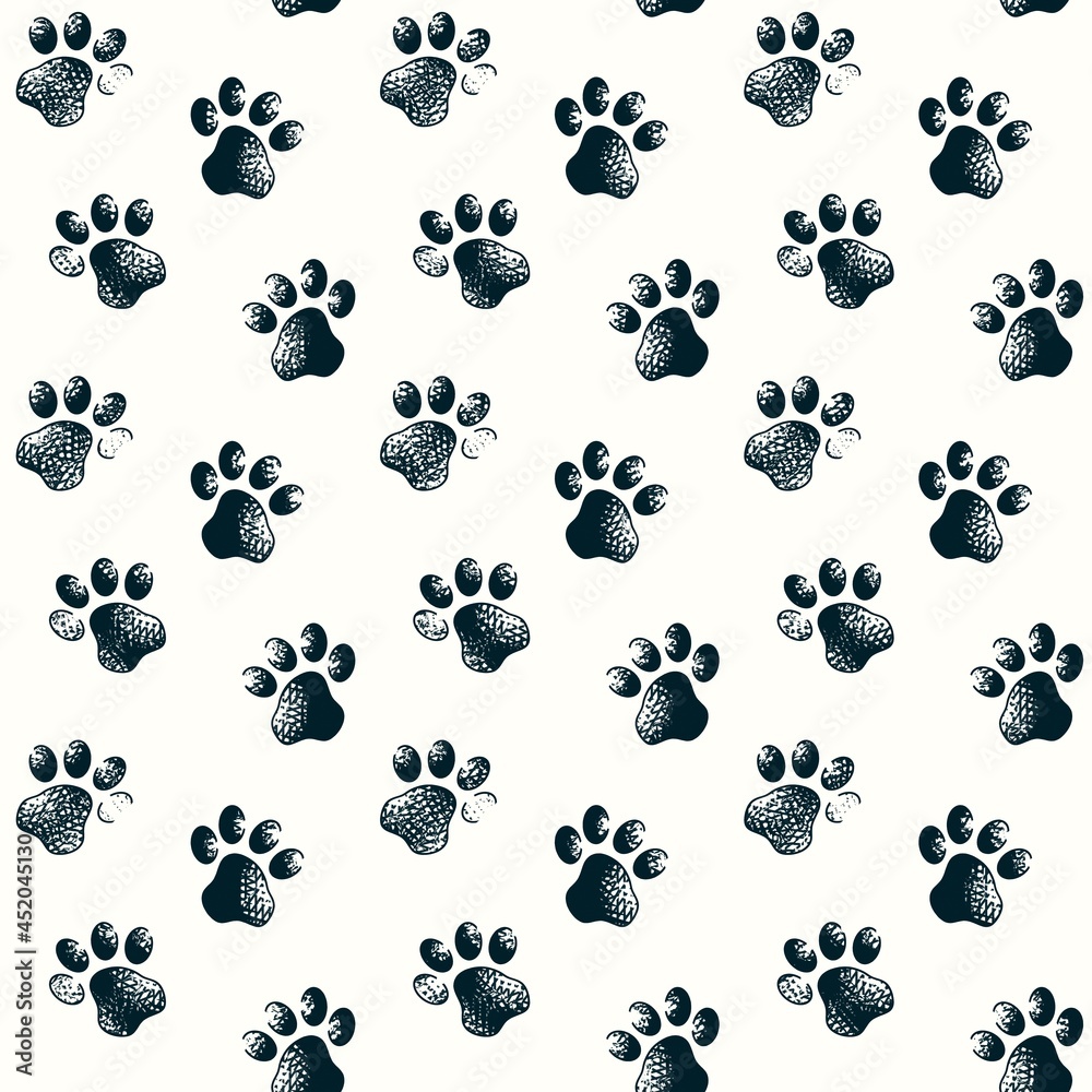 Seamless dog cat animal paw prints background pattern Seamless dog cat animal paw prints background pattern