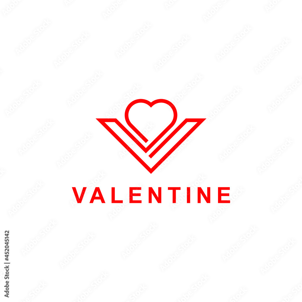 Initial V Letter design with love for sweet logo design vector