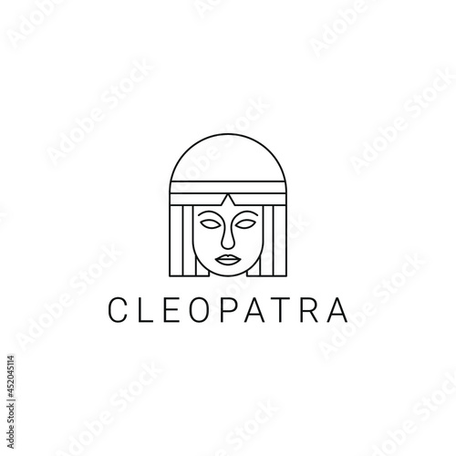 Cleopatra head logo design for traditional history of egypt logo design vector