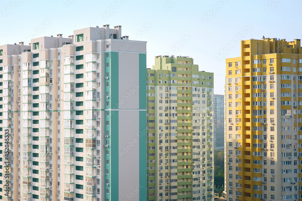 modern city - skyscrapers in sleeping quarters. Living, lifestyle, building concept