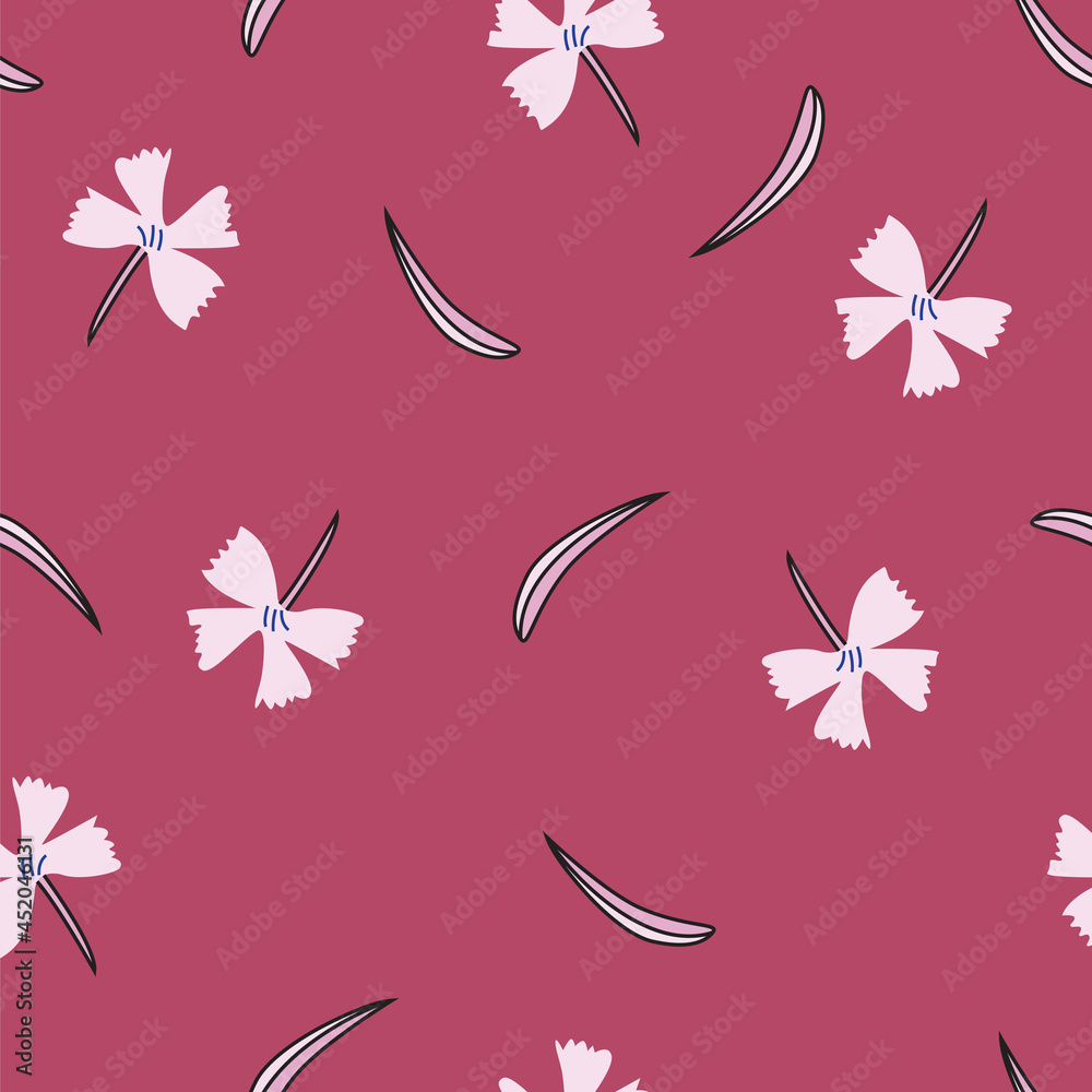 Seamless flower pattern on pink background.