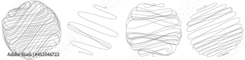 Random curly, tangle, twine lines. Doddle, sketchy, sketch rounded lines