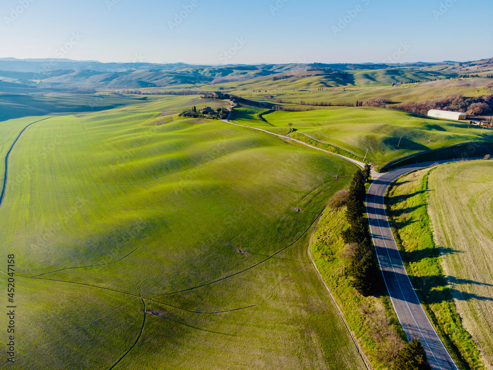 Φωτογραφία aerial panorama of the area of Montalcino Italy in summer
