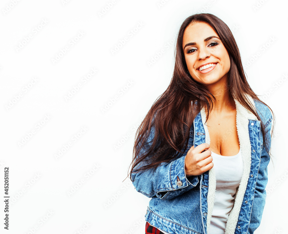 young happy smiling latin american teenage girl emotional posing isolated on white background, lifestyle people concept young happy smiling latin american teenage girl emotional posing isolated on white background, lifestyle people concept