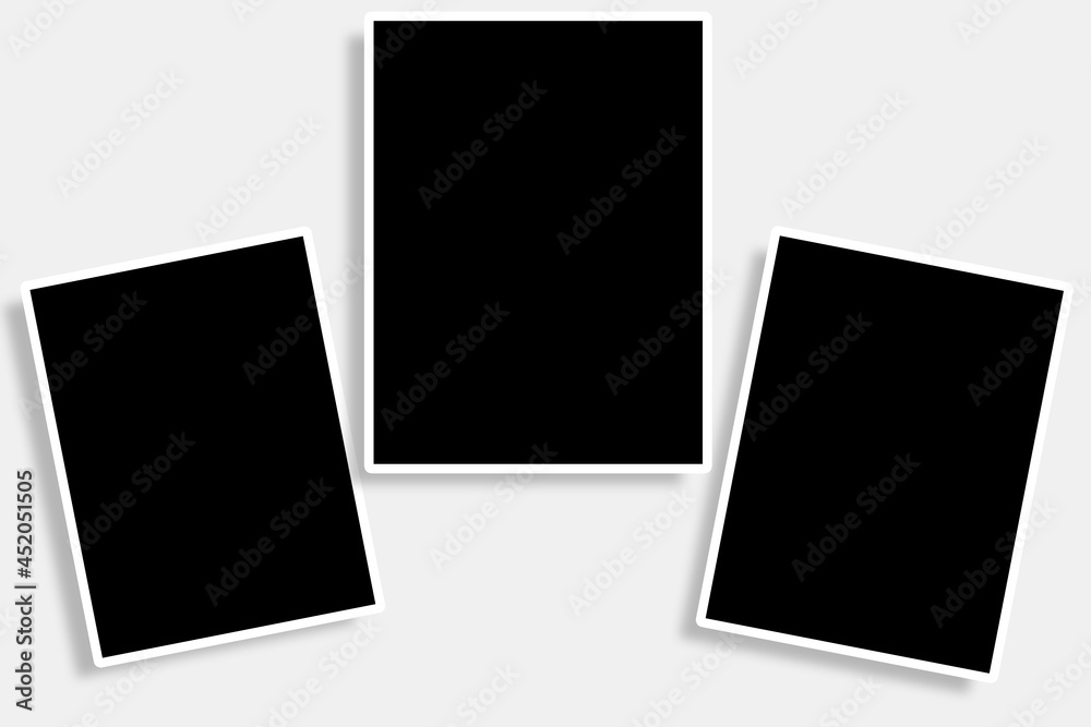 3 Rectangle photo frames in black and white colors with clean rectangular borders and vertical layout. Used as a collage template for your gallery pictures or photographs with a classic old look style 3 Rectangle photo frames in black and white colors with clean rectangular borders and vertical layout. Used as a collage template for your gallery pictures or photographs with a classic old look style