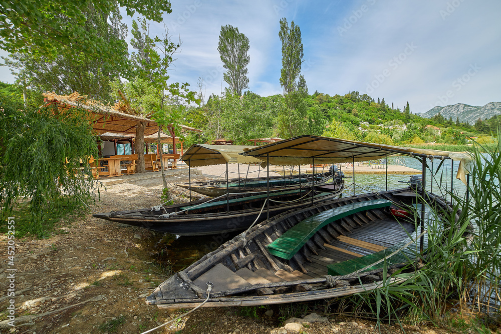 Empty boats on Bacinskie jezera in Croatia