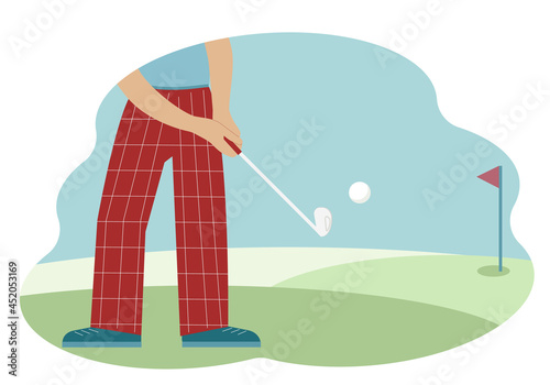 Illustration of a male golfer hitting the ball