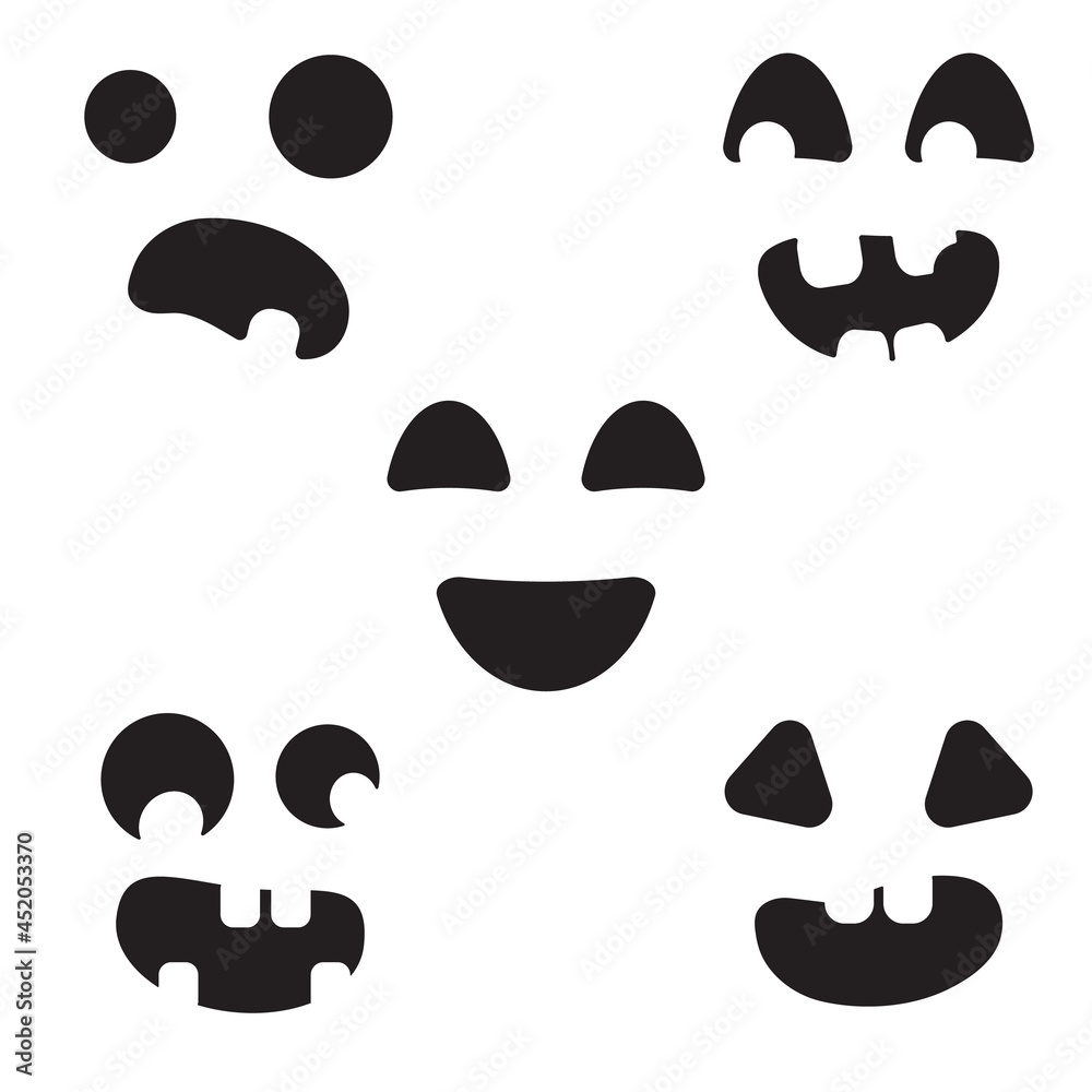 Halloween carved silhouettes pumpkin faces. Halloween carved silhouettes pumpkin faces.