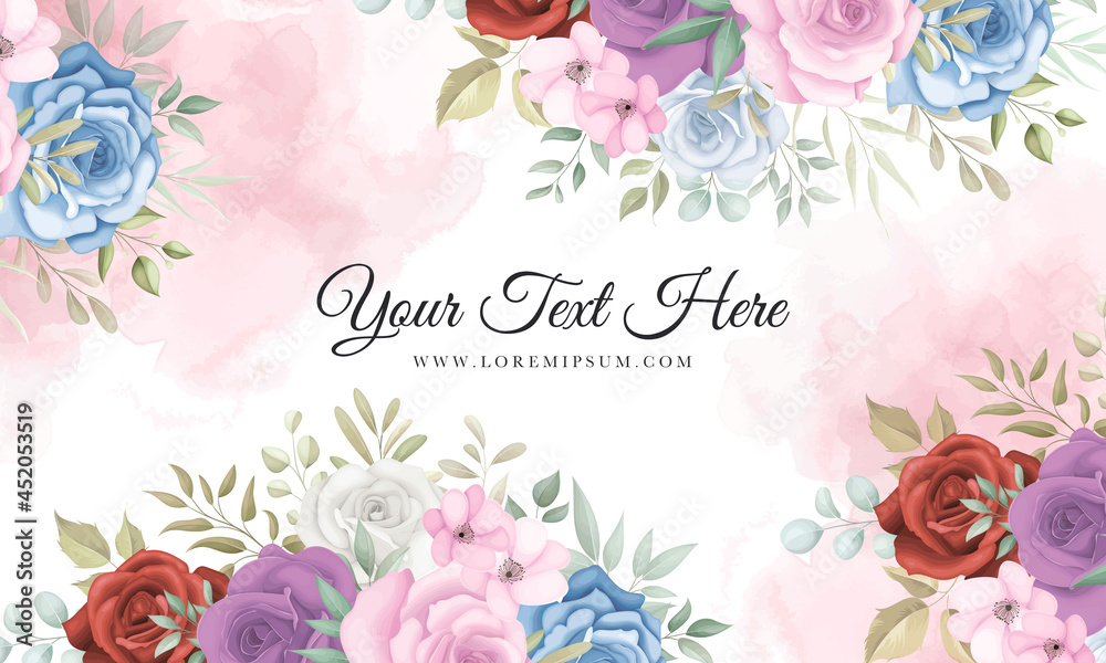 Elegant floral background with colorful flowers decorations