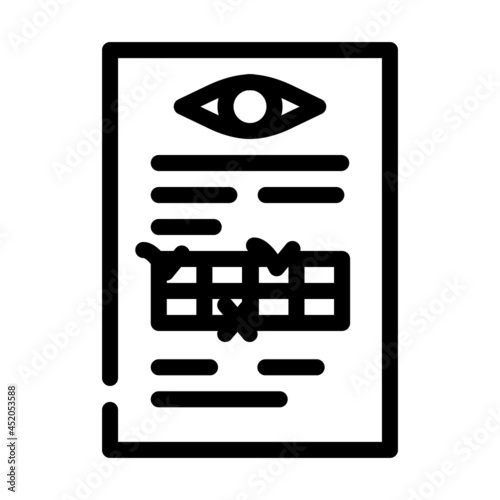 anamnesis ophthalmology line icon vector. anamnesis ophthalmology sign. isolated contour symbol black illustration