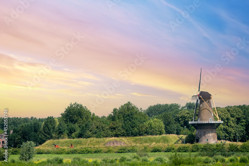 Mill de Hoop in the fortified town of Gorinchem, (Gorkum), Zuid-Holland Province, The Netherlands photo