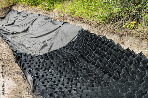 Roadsie erosion stabilization with geocells photo