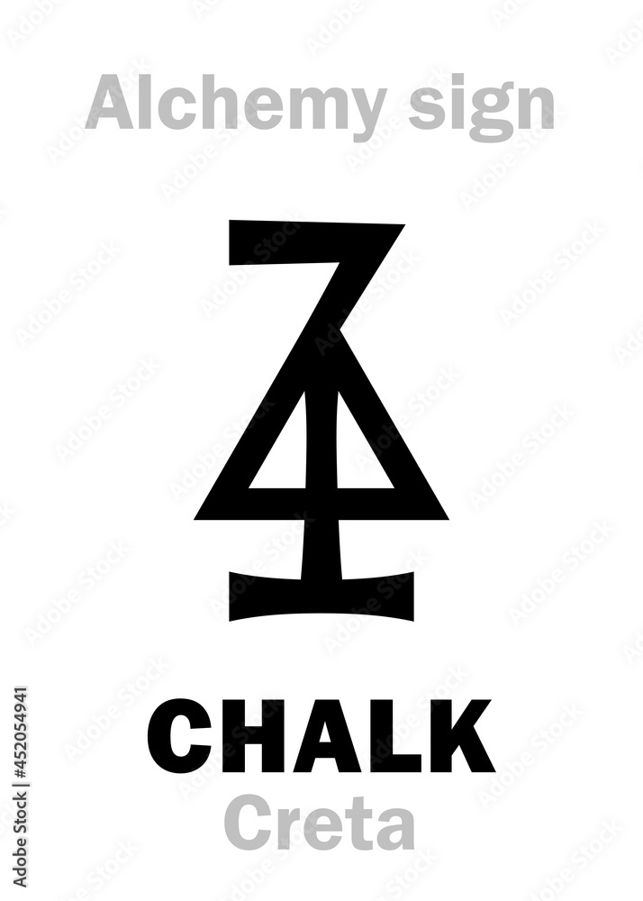 Alchemy Alphabet: CHALK (Latin: Creta), carbonate rock, form of Limestone  composed of Calcite. Calcium carbonate: Chemical formula=[CaCO₃].  Alchemical sign, Medieval symbol. Stock Vector | Adobe Stock