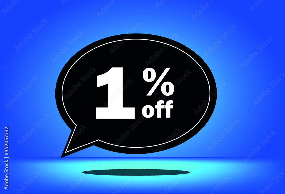 1% off - black and blue floating balloon - with blue background - banner for discount and reduction promotional offers 1% off - black and blue floating balloon - with blue background - banner for discount and reduction promotional offers