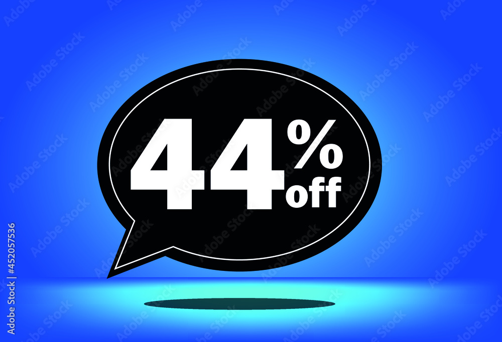 44% off - black and blue floating balloon - with blue background - banner for discount and reduction promotional offers 44% off - black and blue floating balloon - with blue background - banner for discount and reduction promotional offers