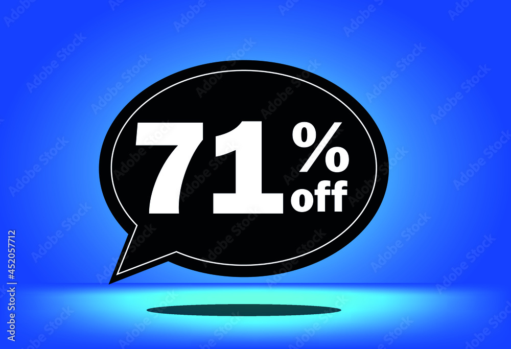 71% off - black and blue floating balloon - with blue background - banner for discount and reduction promotional offers 71% off - black and blue floating balloon - with blue background - banner for discount and reduction promotional offers