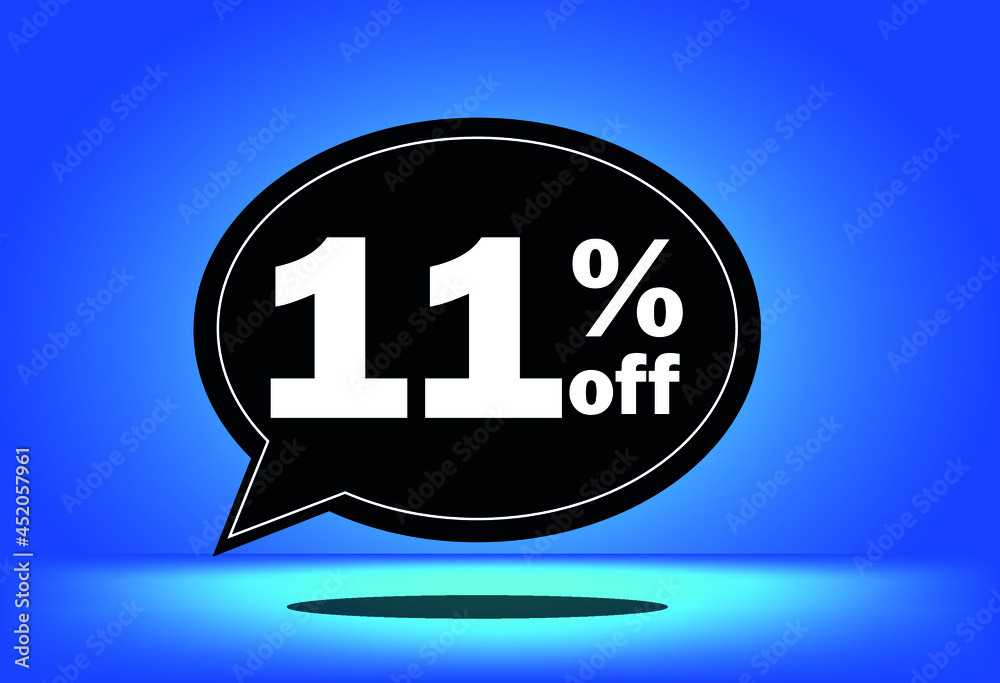 11% off - black and blue floating balloon - with blue background - banner for discount and reduction promotional offers 11% off - black and blue floating balloon - with blue background - banner for discount and reduction promotional offers