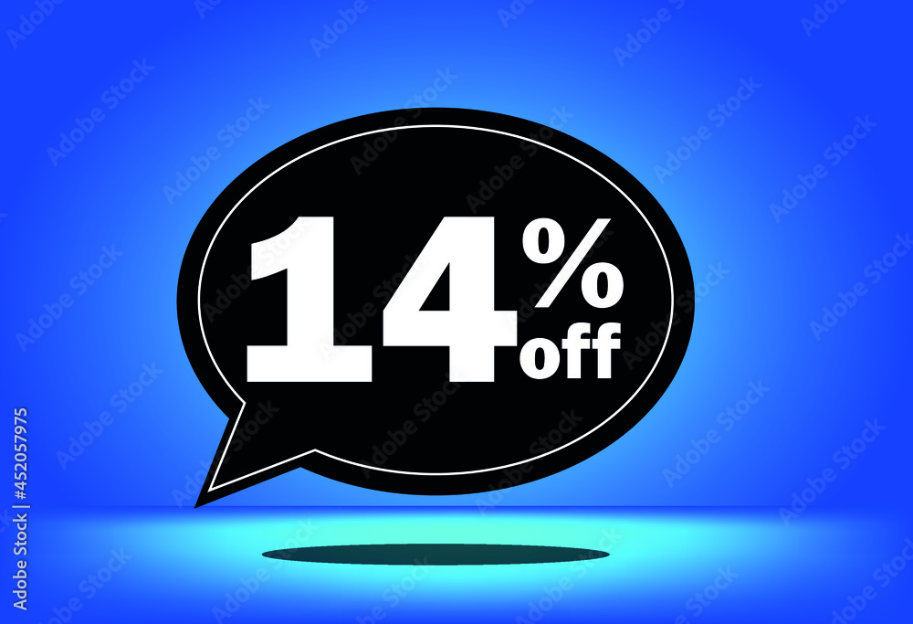 14% off - black and blue floating balloon - with blue background - banner for discount and reduction promotional offers 14% off - black and blue floating balloon - with blue background - banner for discount and reduction promotional offers