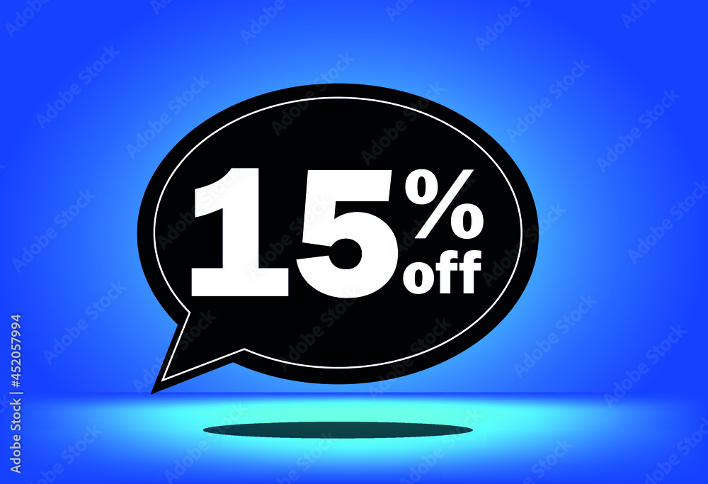 15% off - black and blue floating balloon - with blue background - banner for discount and reduction promotional offers 15% off - black and blue floating balloon - with blue background - banner for discount and reduction promotional offers