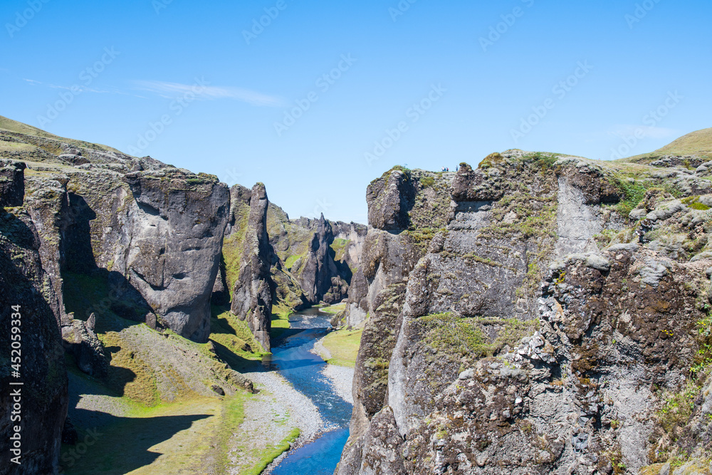 Fjadrargljufur canyon in south Iceland on a summer day