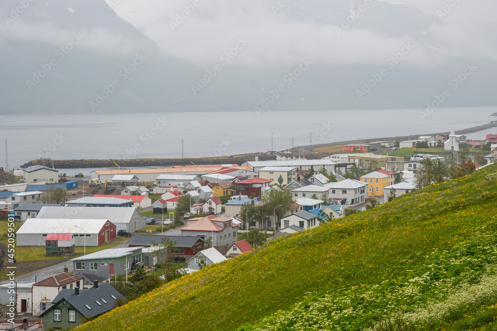 Town of Sudureyri in sugandafjordur in Iceland