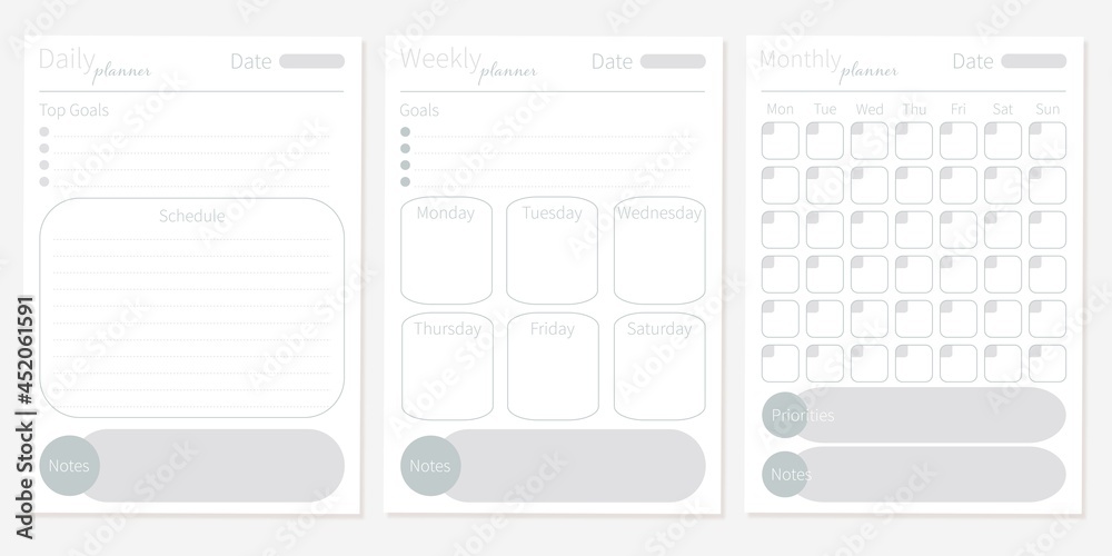Modern collection of daily weekly monthly planner printable template ...