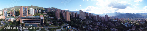 Panoramic city of medellin El Poblado sector  aerial photography with drone