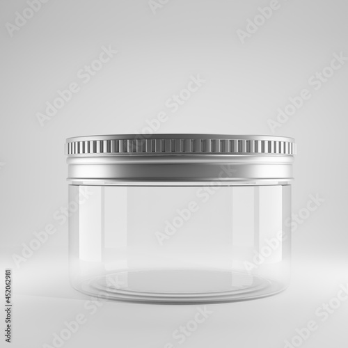 plastic jar with a metallic cap cosmetic beauty 3d mockup