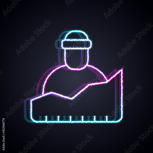 Glowing neon line Growth of homeless icon isolated on black background. Homelessness problem. Vector