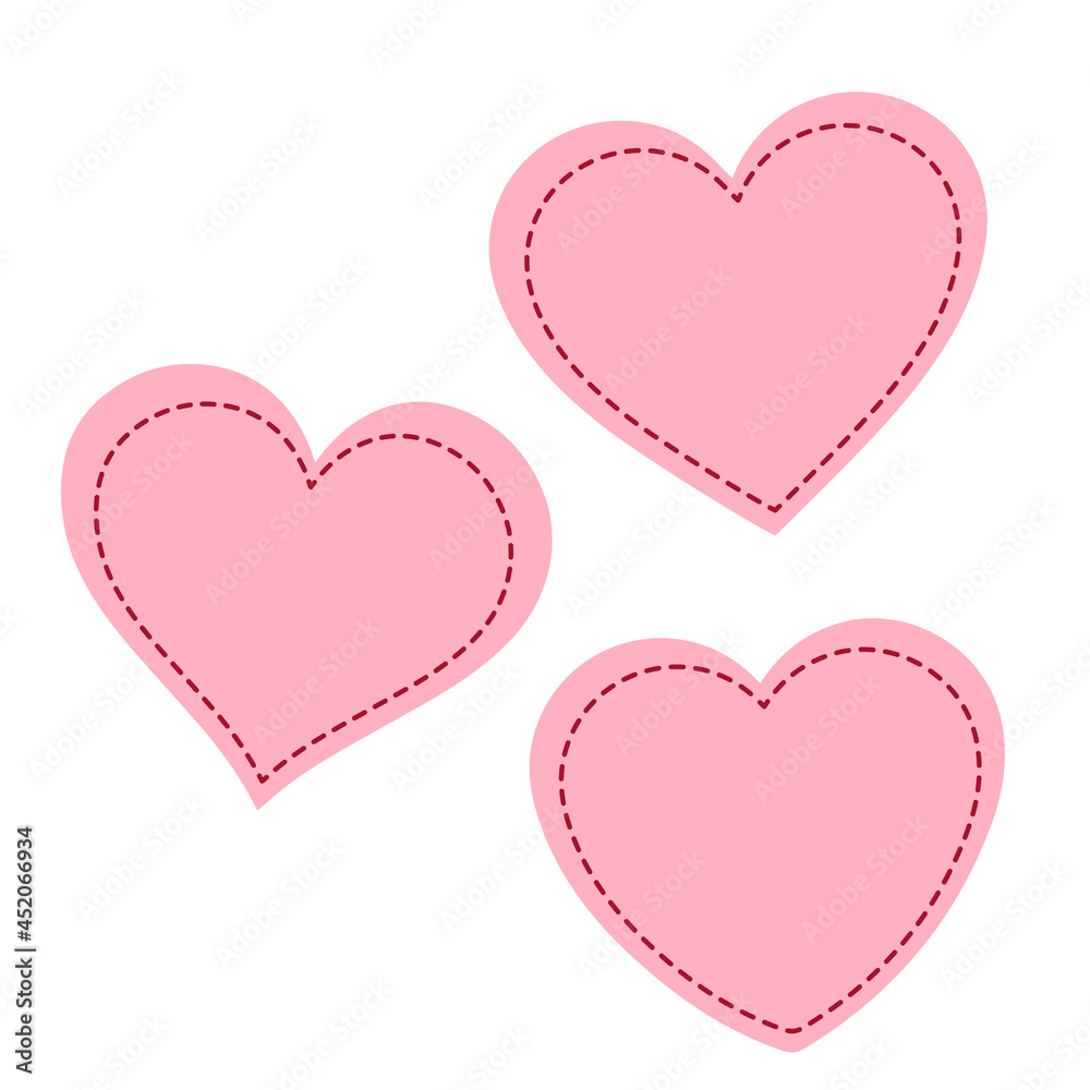 Vector collection of overlapping heart shaped lines. on a white background