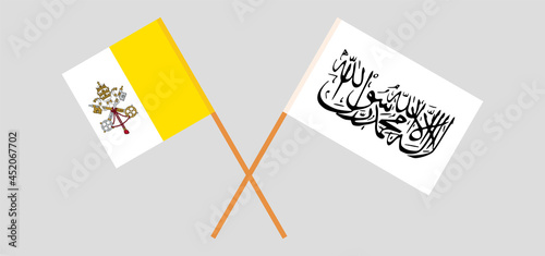Crossed flags of Vatican and Islamic Emirate of Afghanistan. Official colors. Correct proportion
