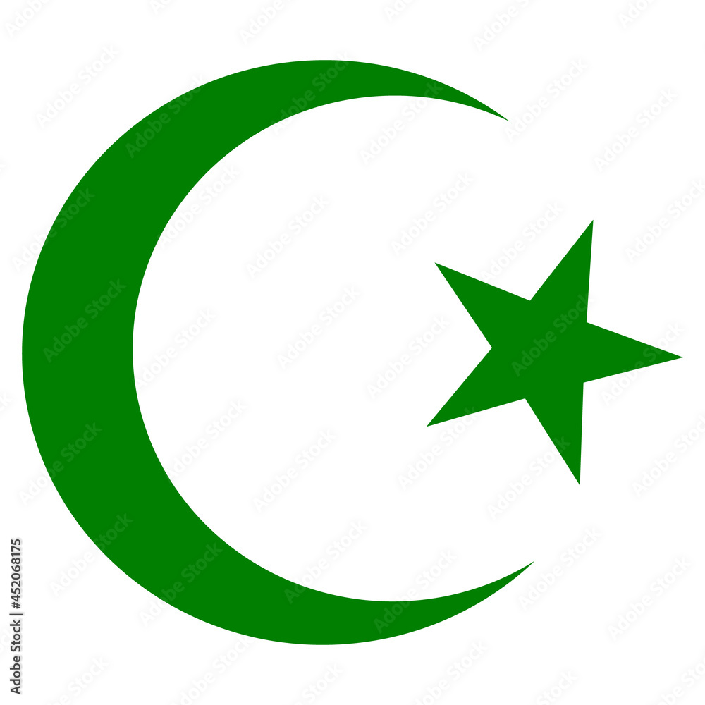 Muslim moon icon with flat style. Isolated raster muslim moon icon image on a white background. Muslim moon icon with flat style. Isolated raster muslim moon icon image on a white background.