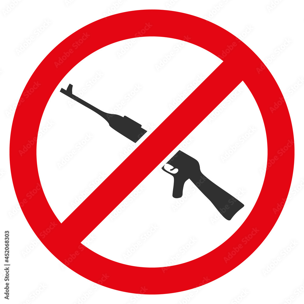 Forbid kalashnikov weapon icon with flat style. Isolated raster forbid kalashnikov weapon icon image on a white background. Forbid kalashnikov weapon icon with flat style. Isolated raster forbid kalashnikov weapon icon image on a white background.