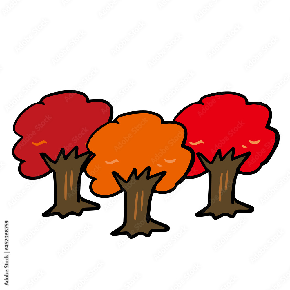 Simple illustration of red leaf trees