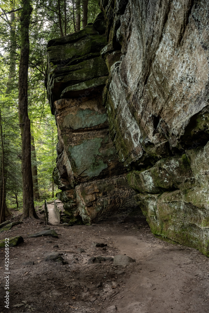 Trail and Bridge Pass By Cliff At The Ledges Trail and Bridge Pass By Cliff At The Ledges