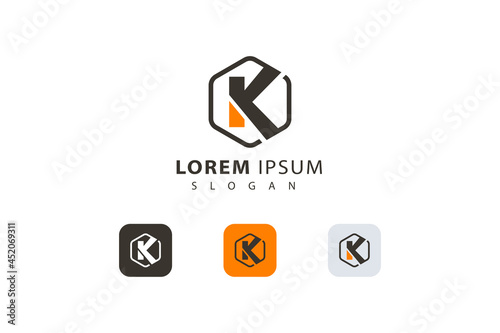 Letter K creative hexagonal simple and minimal corporate business logo
