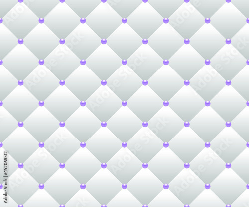 White luxury background with beads and rhombuses. Vector illustration. 