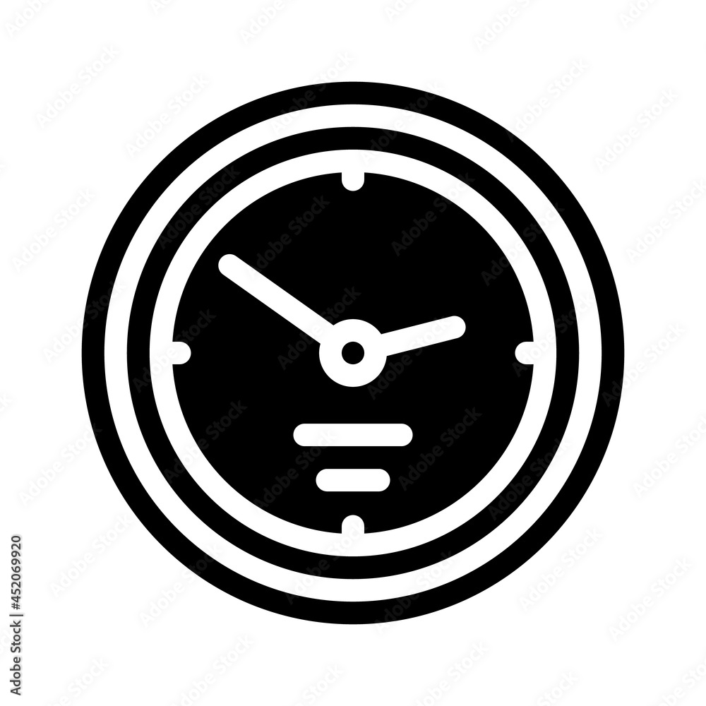 wall clock glyph icon vector. wall clock sign. isolated contour symbol black illustration wall clock glyph icon vector. wall clock sign. isolated contour symbol black illustration