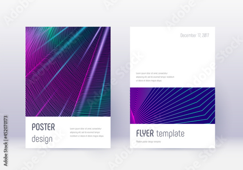 Minimalistic cover design template set. Neon abstr