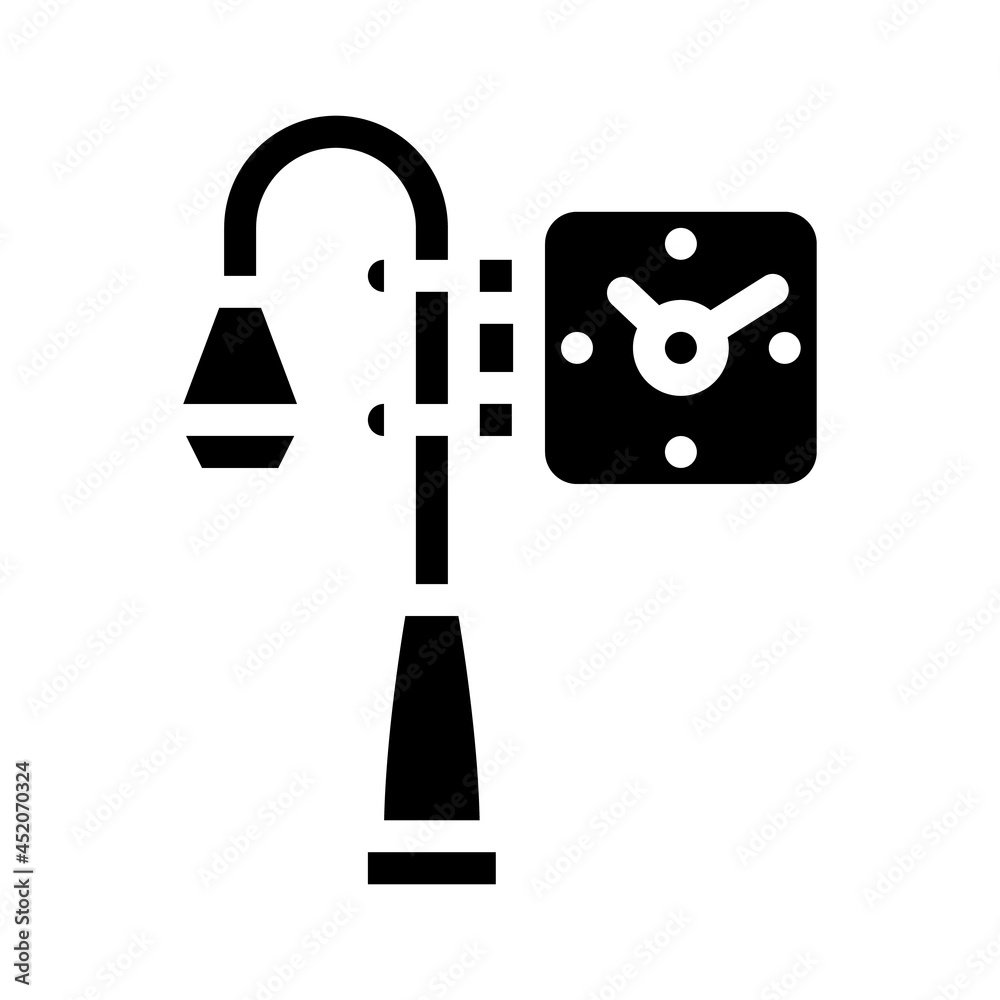 street clock glyph icon vector. street clock sign. isolated contour symbol black illustration