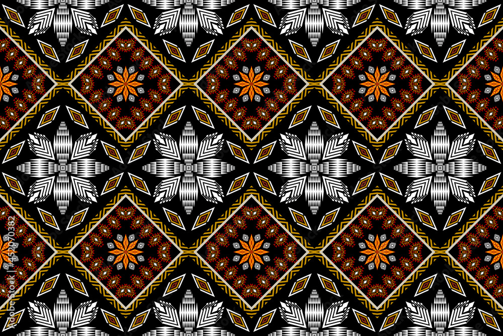 Geometric ethnic seamless pattern traditional. Design for background,carpet,wallpaper,clothing,wrapping,Batik,fabric,Vector illustration.embroidery style.