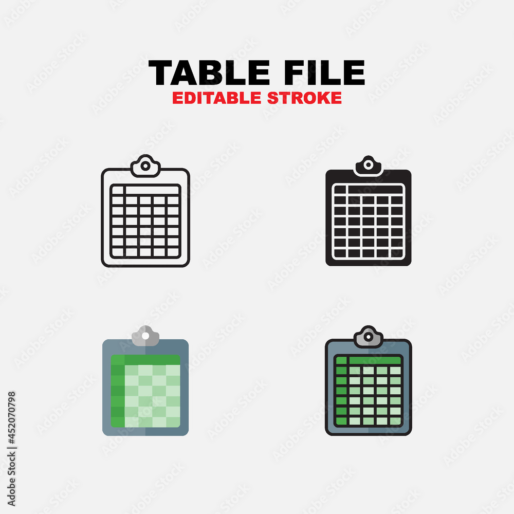 Icon set table file with different style Icon set table file with different style