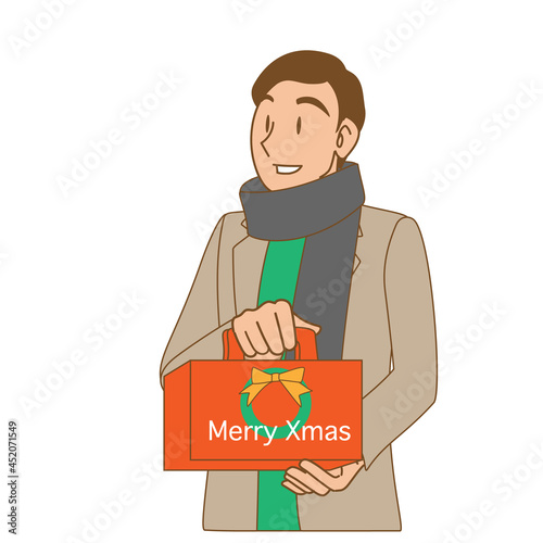 クリスマスケーキを買う父親