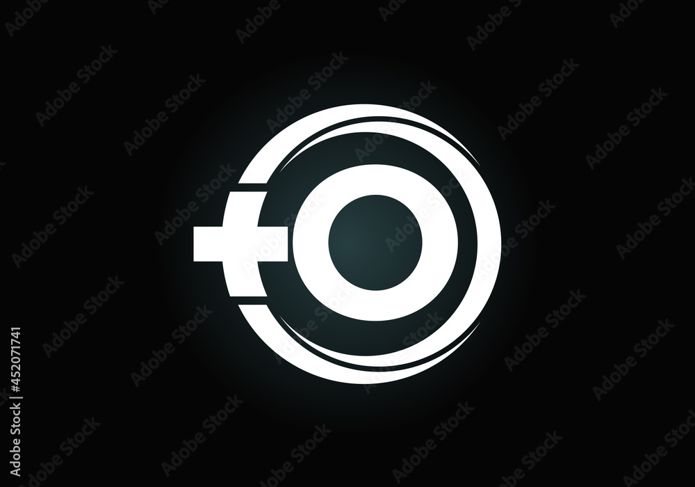 Initial O monogram alphabet in a circle with cross plus. Medical logo. Logo for pharmacy, clinic, medical or healthcare business, and company identity
